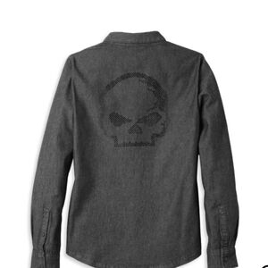 Women's Willie G Skull Solid Denim Shirt